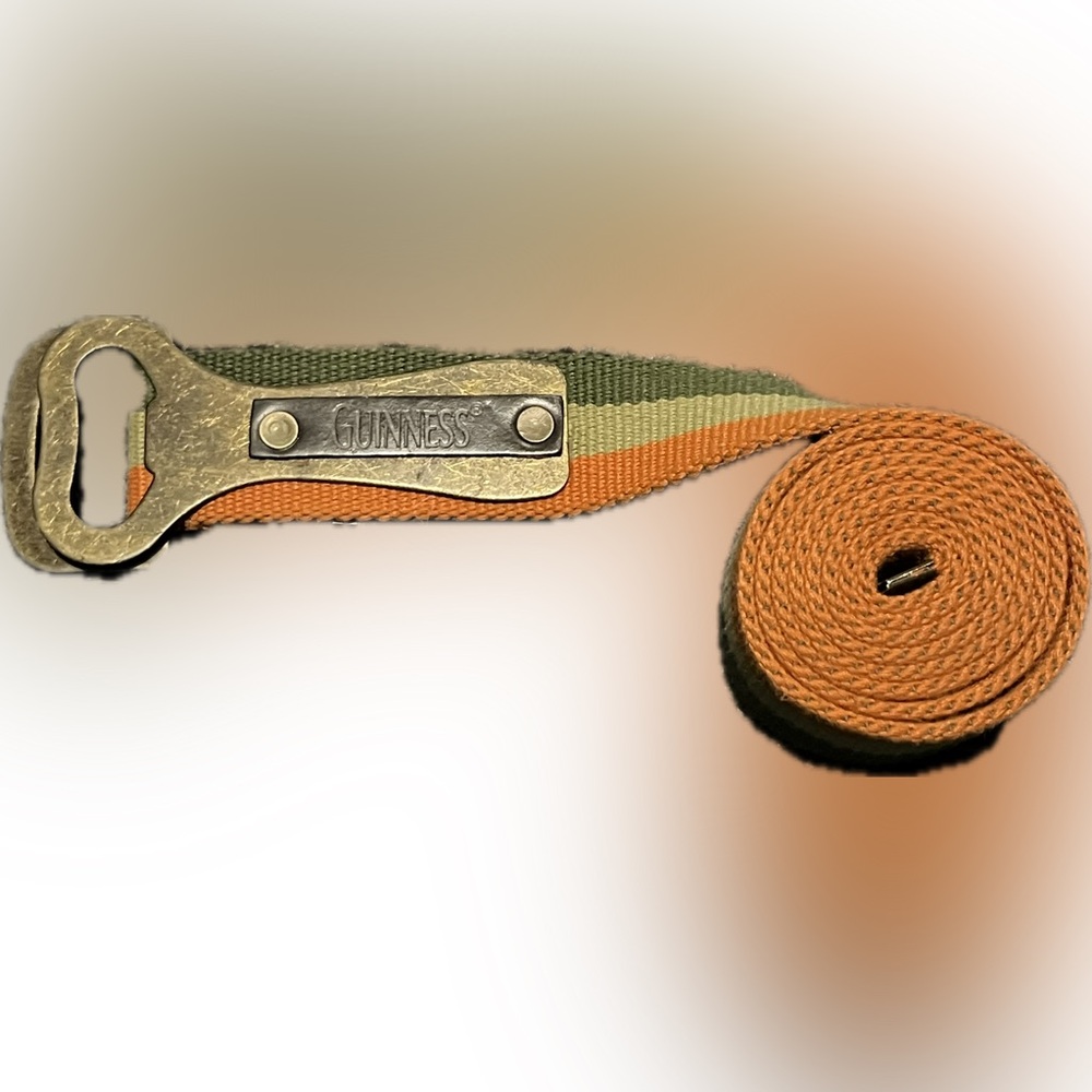 Guinness Branded Bottle Opener Belt – Irish Flag Colors – Vintage Look